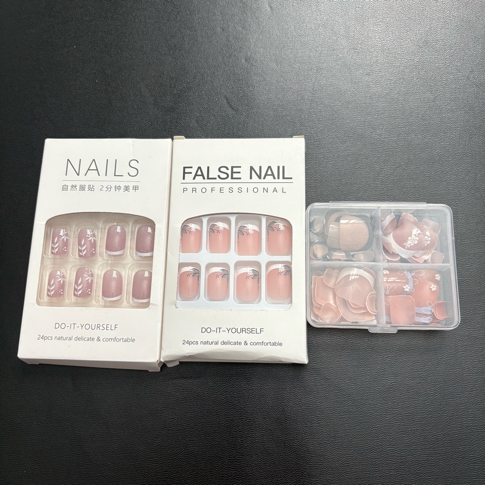 New 6 set French tip Press on nail bundle- fingers & toes